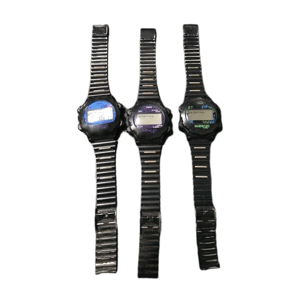 Vintage Timex Indigo Color Chronograph Lot Of 3 Watches